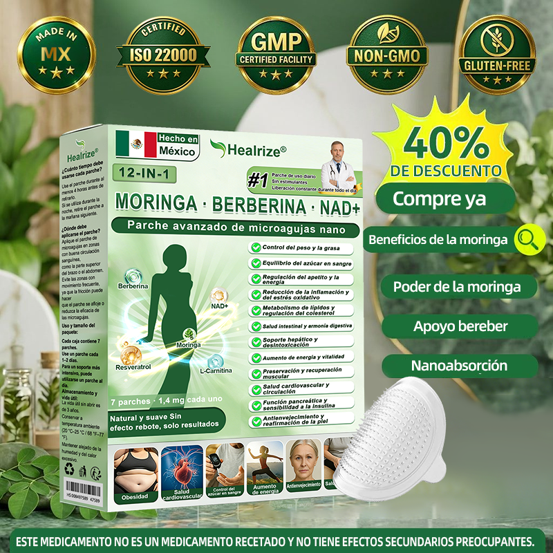 Tienda Oficial | 𝐻𝑒𝑎𝑙𝑟𝑖𝑧𝑒® 𝑴𝒐𝒓𝒊𝒏𝒈𝗮 · 𝐁𝐞𝐫𝐛𝐞𝐫𝐢𝐧𝐞 × 𝙉𝘼𝐃+ 𝟏2-en-1 𝗔𝗱𝘃𝗮𝗻𝗰𝗲𝗱 𝙉𝙖𝙣𝙤 𝙈𝙞𝙘𝙧𝙤𝙣𝙚𝙚𝐝𝐥𝐞 𝐏𝐚𝑡𝑐𝚑 🇲🇽 (Solo una vez al día, cambios visibles en 7 días) ✅ Para obesidad, piel flácida, diabetes, apnea del sueño, problemas articulares y más🎀