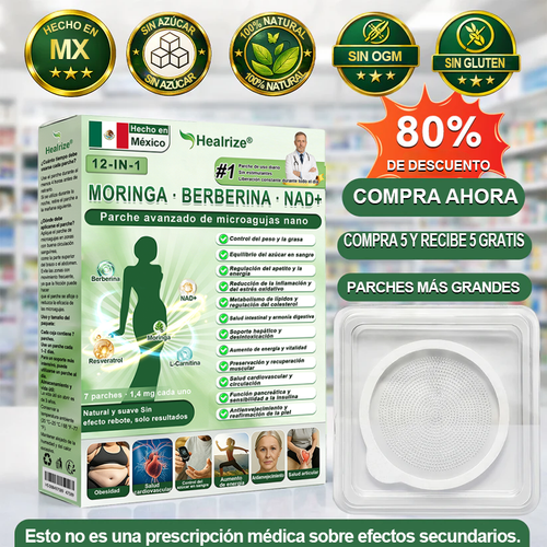 Tienda Oficial |🚚𝐻𝑒𝑎𝑙𝑟𝑖𝑧𝑒® 𝑴𝒐𝒓𝒊𝒏𝒈𝗮 · 𝐁𝐞𝐫𝐛𝐞𝐫𝐢𝐧𝐞 × 𝙉𝘼𝐃+ 𝟏2-en-1 𝗔𝗱𝘃𝗮𝗻𝗰𝗲𝗱 𝙉𝙖𝙣𝙤 𝙈𝙞𝙘𝙧𝙤𝙣𝙚𝙚𝐝𝐥𝐞 𝐏𝐚𝑡𝑐𝚑 🇲🇽 (Solo una vez al día, cambios visibles en 7 días) ✅ Para obesidad, piel flácida, diabetes, apnea del sueño, problemas articulares y más2️⃣